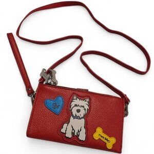 Marc Tetro Crossbody Wristlet Wallet Purse Dog Red Kitschy
